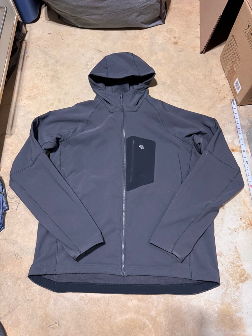 Mountain Hardwear Men's Keele Gray Softshell Hooded Full Zip Jacket Size XXL